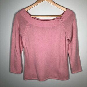 Caslon Pink 100% Cashmere 3/4 Sleeve Sweater Size Small